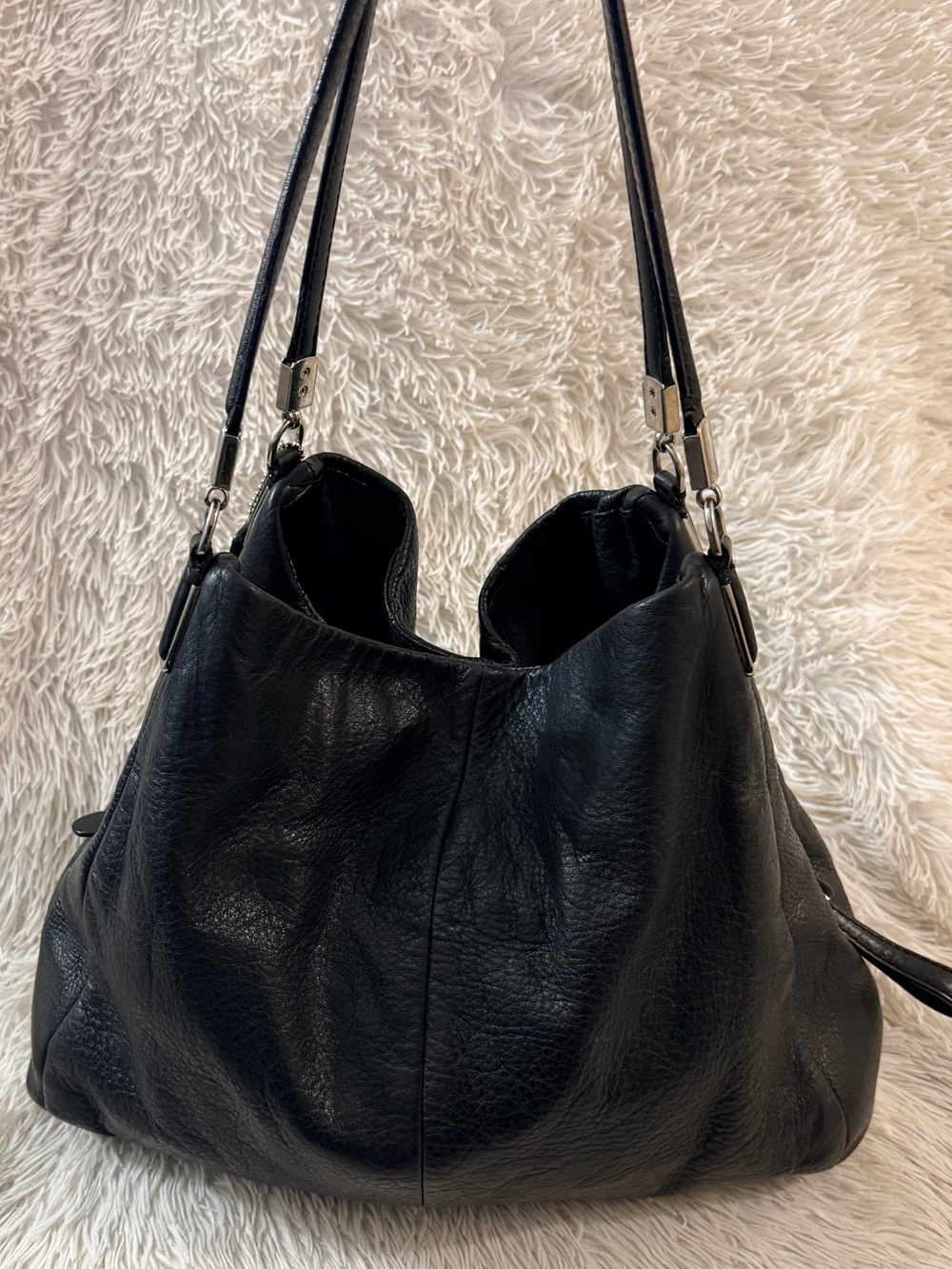 Coach Madison Phoebe 2013” Black Pebbled Leather Hobo Shoulder Bag #26224 - Picture 3 of 16